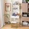 Costway Vanity Table Set Flip Top Mirror Ladder Storage Shelf Cushioned Stool Rustic